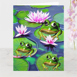 Tarjeta Ranas De Lotus Y Lily Pad
