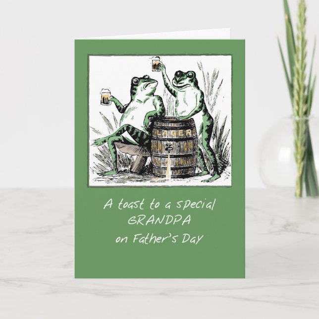 Tarjeta Ranas del día de padre del abuelo que tuestan con (Anverso)