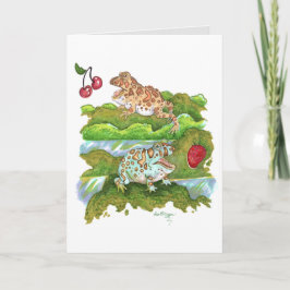 Tarjeta Ranas Hornadas Ornadas Persiguiendo Fruta