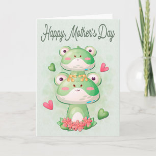 Tarjeta Ranas madre e hijo para el Día de la Madre