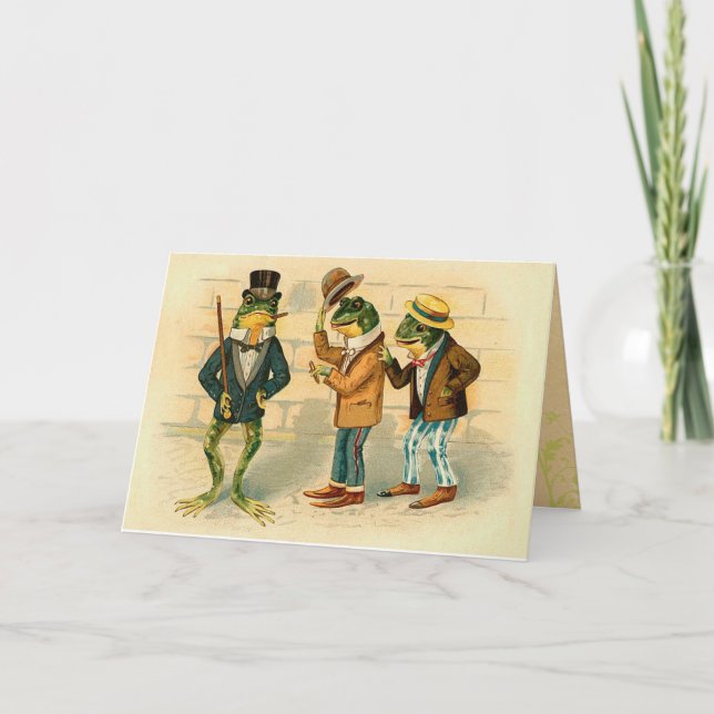 Tarjeta Ranas vintage divertidas (Anverso)