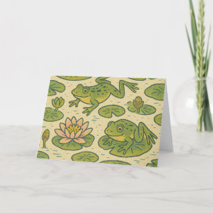 Tarjeta Ranas y Waterlilies Lily Pads