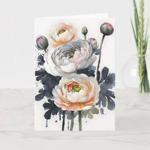 Tarjeta Ranunculus - Flores de acuarela
