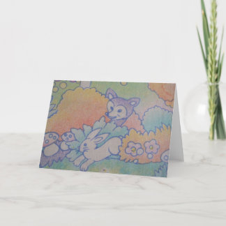 Tarjeta raposa e coelho