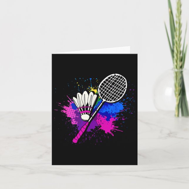 Tarjeta Raqueta de Volante Colorida _ Jugador de Bádminton (Anverso)