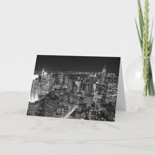 Tarjeta Rascacielos de Nueva York en blanco y negro (Anverso)