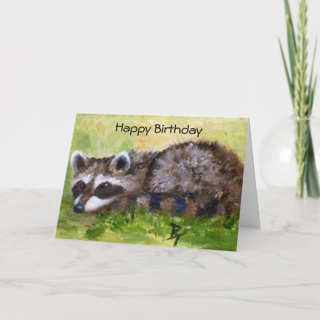 Tarjeta Rascal Aceo Raccoon Birthday Card (Anverso)