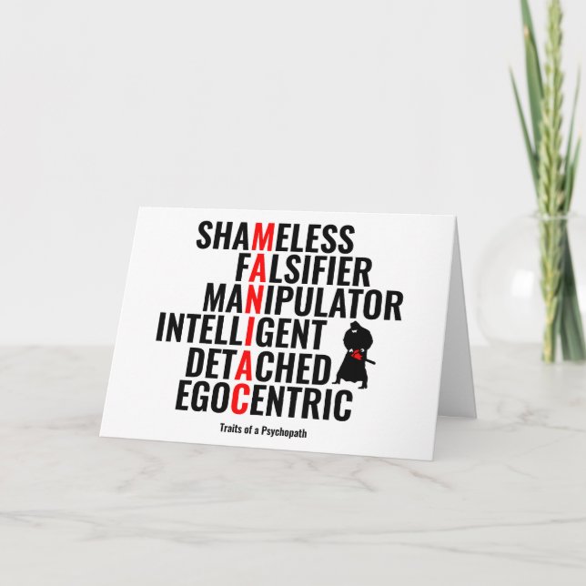 Tarjeta Rasgos de un psicópata (Anverso)