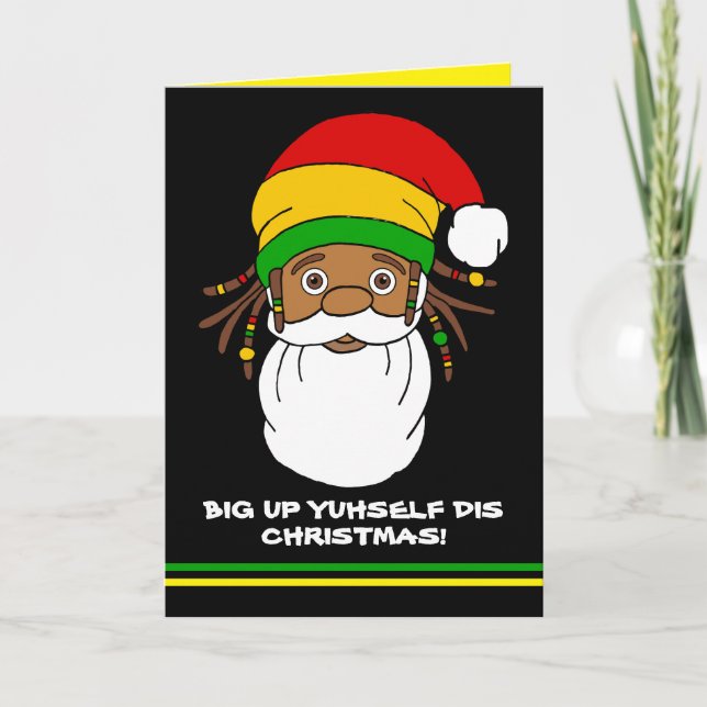 Tarjeta Rasta Santa Merry navidad jamaiquina (Anverso)