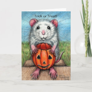 Tarjeta Rat Pumpkin Halloween, Truco o Trate!