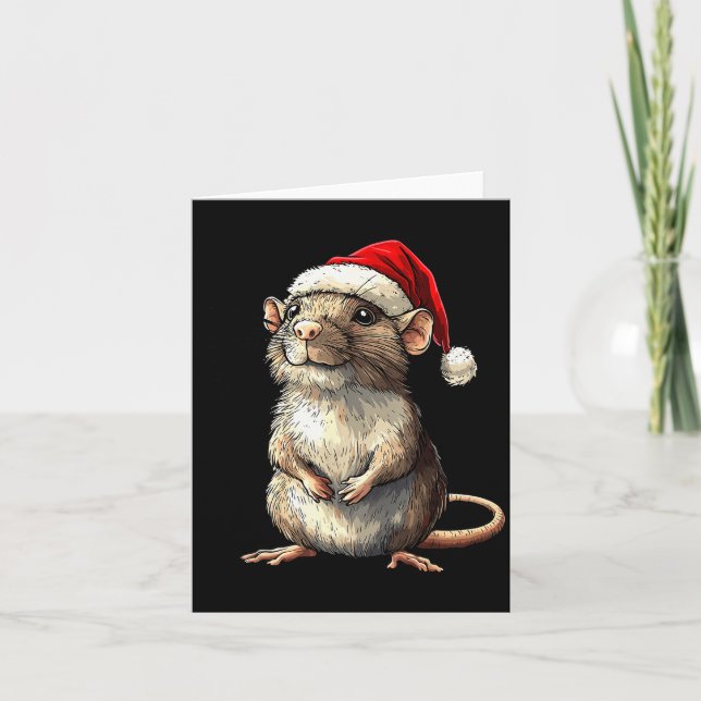 Tarjeta Rat Santa Hat Xmas Rat Lovers Boys Girls Christmas (Anverso)