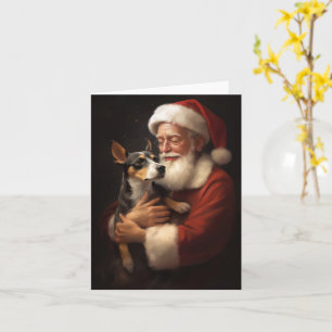 Tarjeta Rat Terrier Con Santa Claus Navidades festivos