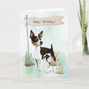 Tarjeta Rat Terrier Dog Raza Al Aire Libre Bajo Rótulo De