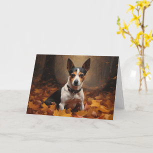 Tarjeta Rat Terrier en otoño inspira caída de hojas