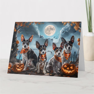 Tarjeta Rat Terrier Halloween Espeluznante 