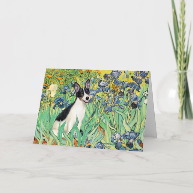 Tarjeta Rat Terrier - Lirios (Anverso)
