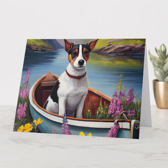 Tarjeta Rat Terrier on a Paddle: Una aventura panorámica (Planta pequeña)