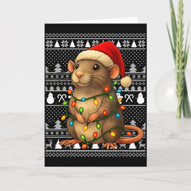 Tarjeta Rat Ugly Christmas Santa Costume Family Xmas Women (Anverso)