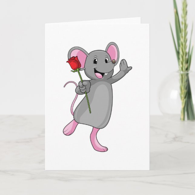 Tarjeta Rata con flor Rosa (Anverso)