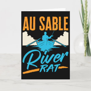 Tarjeta Rata del río Au Sable en balsa canoas pesca en bot