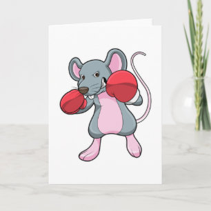 Tarjeta Rata en boxeo con guantes de boxeo