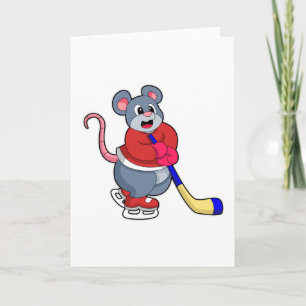 Tarjeta Rata en hockey sobre hielo con palo de hockey sobr