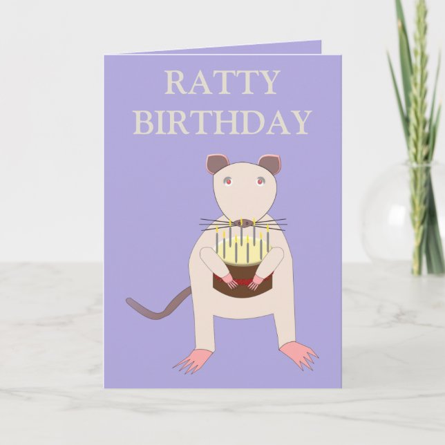 Tarjeta Rata siamesa con Personalizado de pastel de cumple (Anverso)