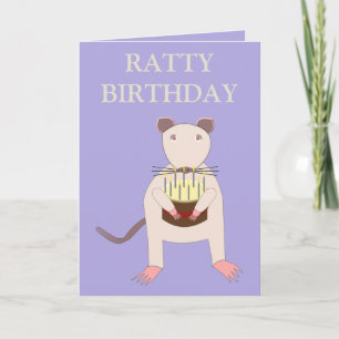 Tarjeta Rata siamesa con Personalizado de pastel de cumple