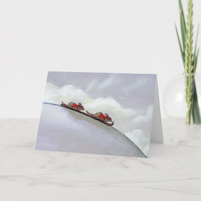 Tarjeta ratas de Carreras esquiando cuesta abajo divertido (Anverso)