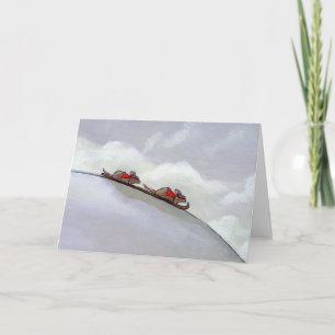 Tarjeta Ratas de carreras patinando cuesta abajo divertido