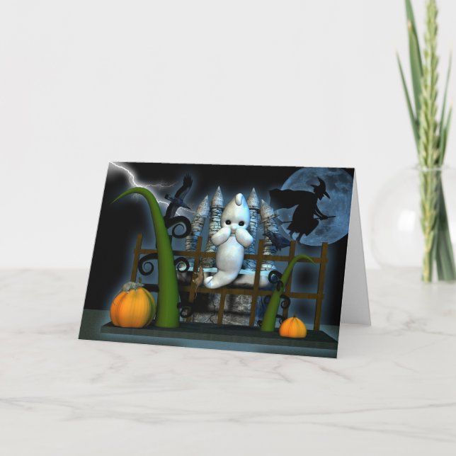 Tarjeta Ratas y cuervos, fantasma asustado de la bruja del (Anverso)