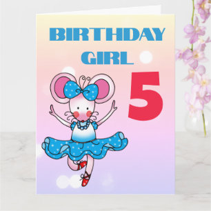 Tarjeta Ratón Bailarín Personalizado Cumpleaños 5 Niña