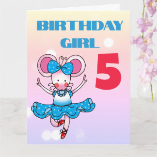 Tarjeta Ratón Bailarín Personalizado Cumpleaños 5 Niña