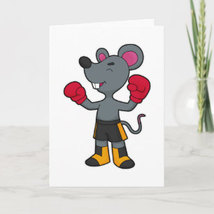 Tarjeta Ratón como boxeador con guantes de boxeo