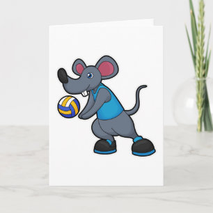Tarjeta Ratón como jugador de voleibol con balón de voleib