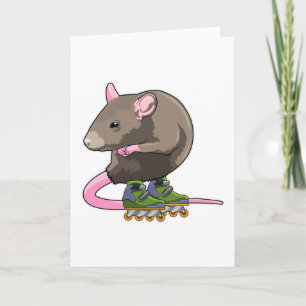 Tarjeta Ratón como patinador en línea con patines en línea