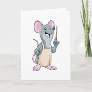 Tarjeta Ratón como pintor con pincel