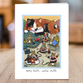 Tarjeta Ratón curvado de gatito gitano divertido