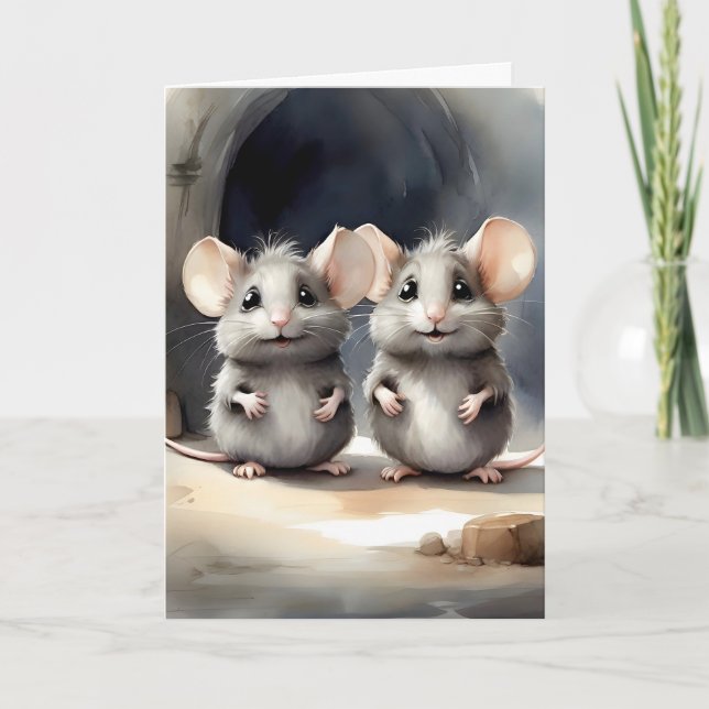 Tarjeta Ratón Cute Ratón Mejor Pals Amigos Buddies Retrato (Anverso)