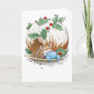 Tarjeta Raton de Budín de Navidad de Wallace Tripp