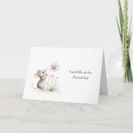 Tarjeta Ratón de Cuento de Hadas Escogiendo una Flor Rosa