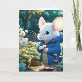 Tarjeta Ratón de cumpleaños con flor