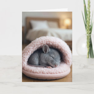 Tarjeta Ratón de cumpleaños durmiendo en una zapatilla ros