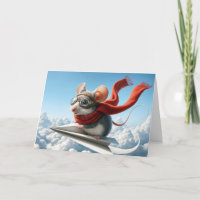 Ratón de cumpleaños piloteando un avión de papel