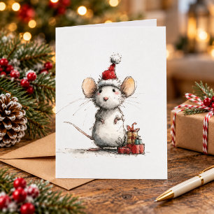 Tarjeta Ratón de Navidad Adorable