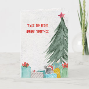 Tarjeta Ratón de Navidad con regalos