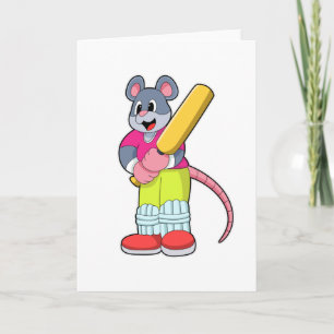 Tarjeta Ratón en Cricket con bate de cricket