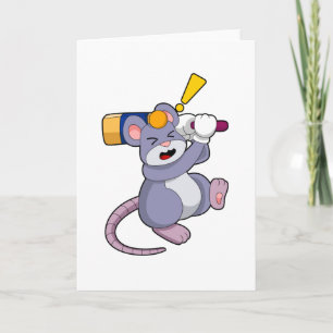 Tarjeta Ratón en Cricket con bate de cricket