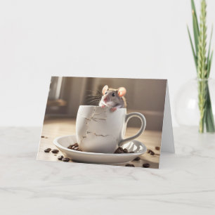 Tarjeta Ratón en la Copa de Café con grietas