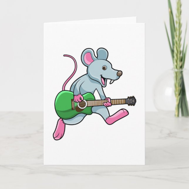 Tarjeta Ratón en la música con guitarra (Anverso)